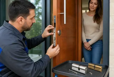 Chaveiro substituindo uma fechadura com ferramentas em Caucaia.